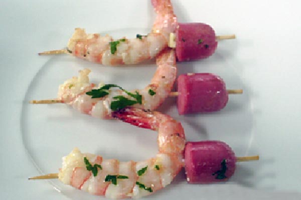 Pincho de Gamba y Frankfurt