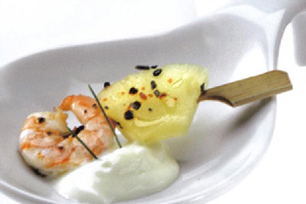 Pincho de Gamba y Piña