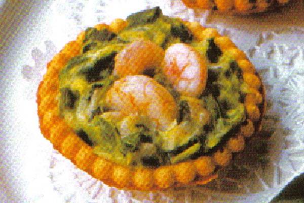 Tartaleta de Puerros y Gambitas